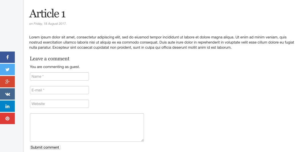 Customized Social Share buttons in full layout