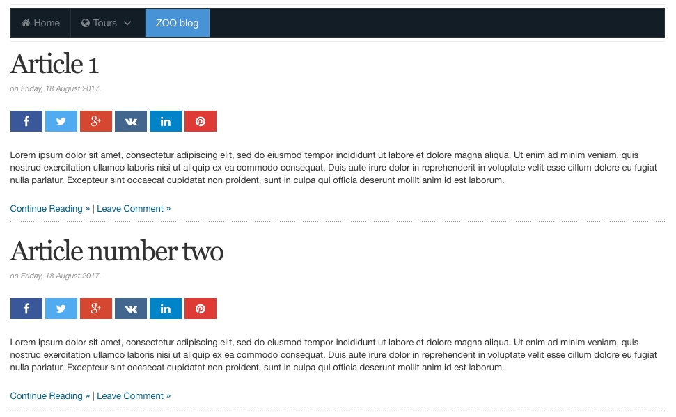 Front-end: Social Share buttons in teaser view