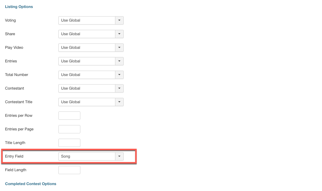 Display Song field in the list of entries