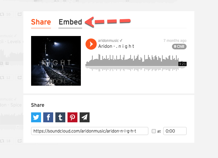 Click on Embed button