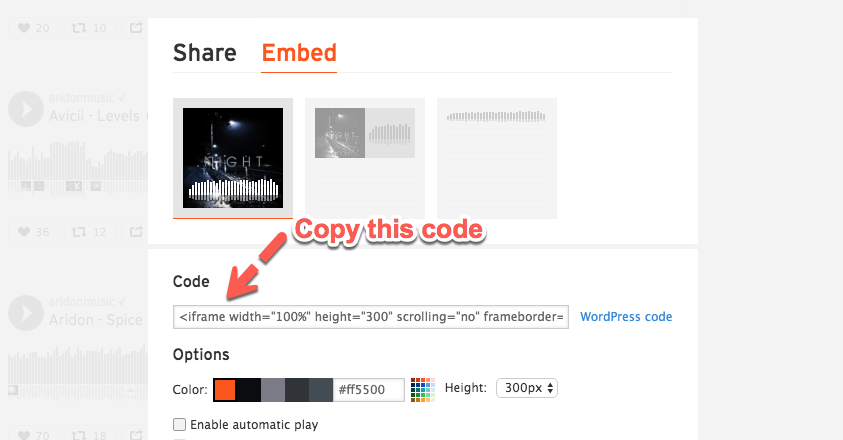 Copy embed code