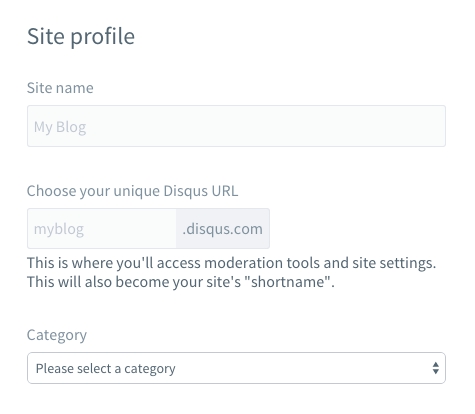 Disquss site profile form