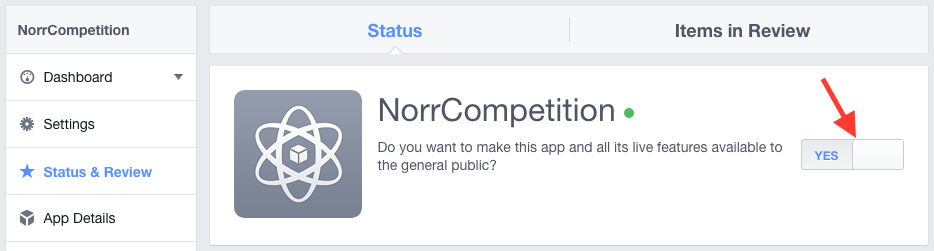 Facebook application activation