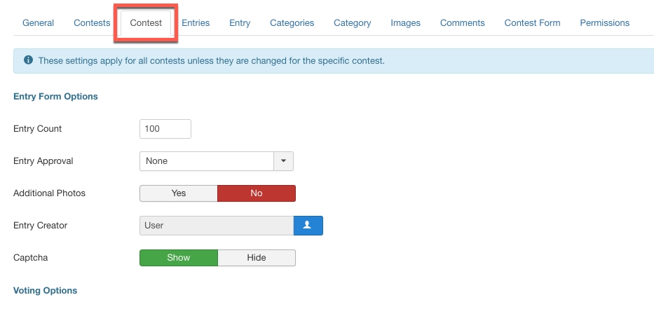 NorrCompetition global settings - contest
