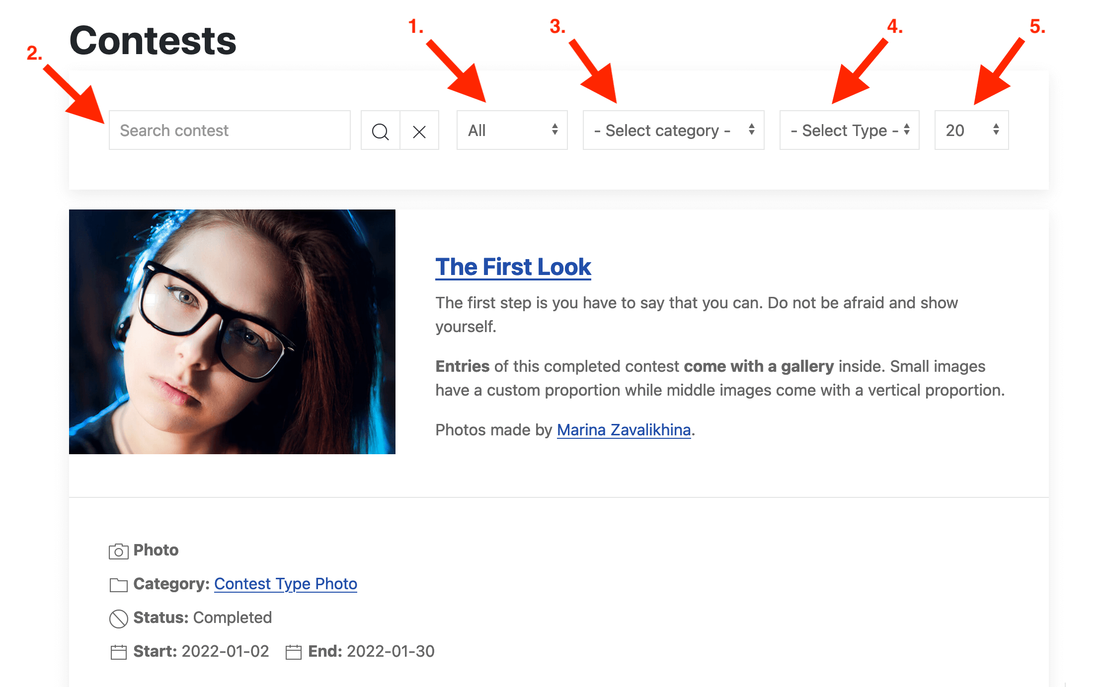 NorrCompetition global settings - contests