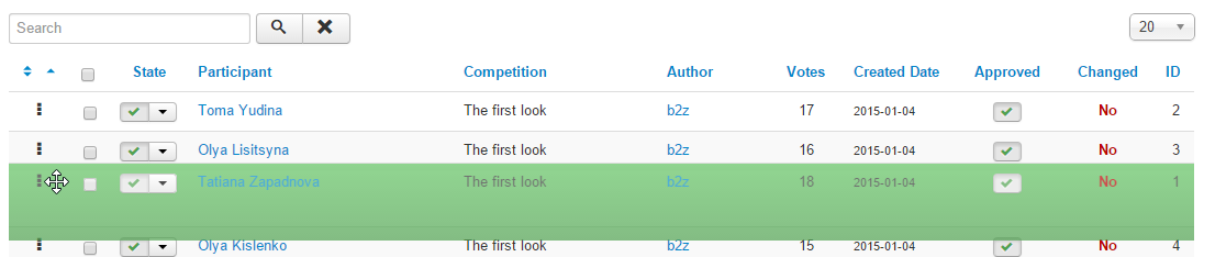 NorrCompetition - Entries order