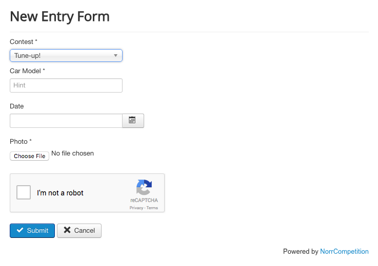 New entry form - NorrCompetition