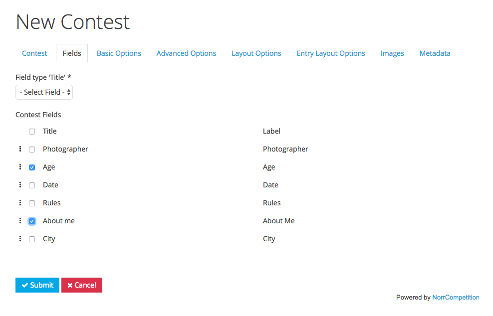 Create new contest on front-end