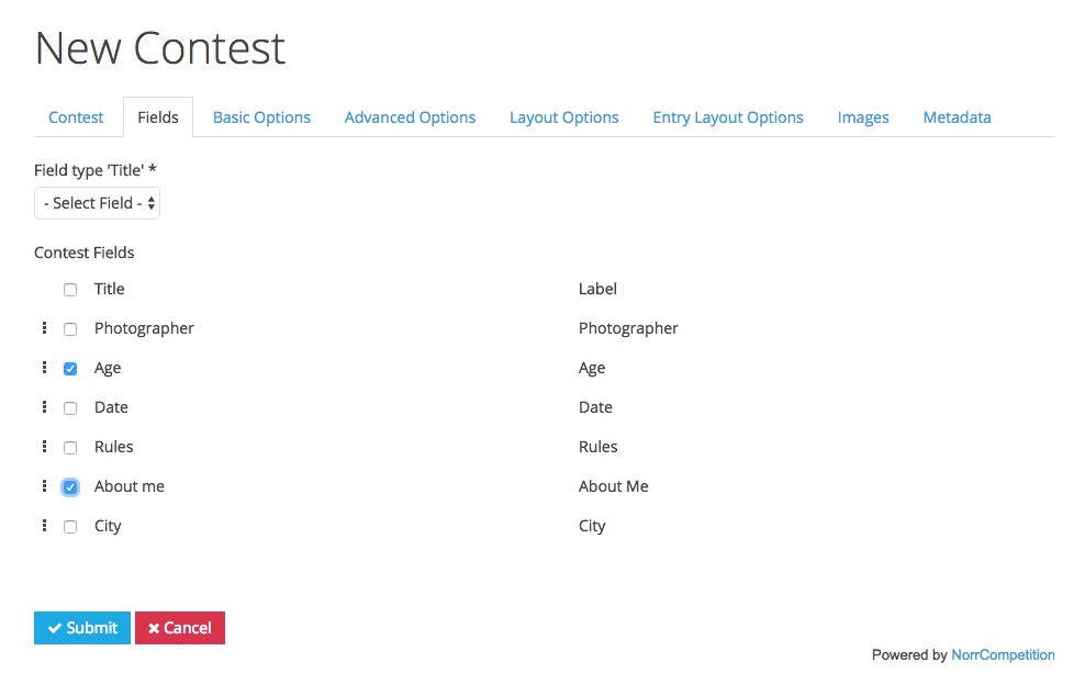 Create new contest on front-end