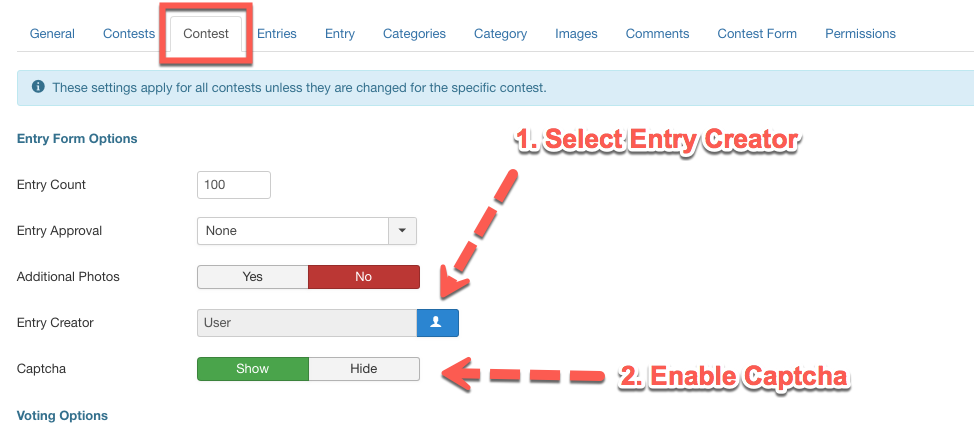 Select Entry creator