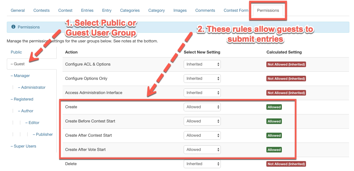 Rules in Permissions tab allowing user to submit the Entry