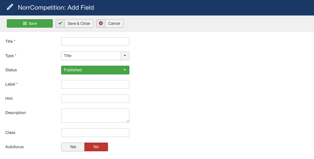 New field form - NorrCompetition