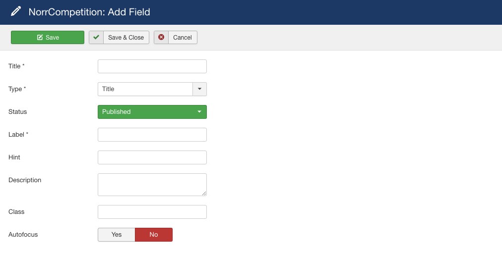 New field form - NorrCompetition