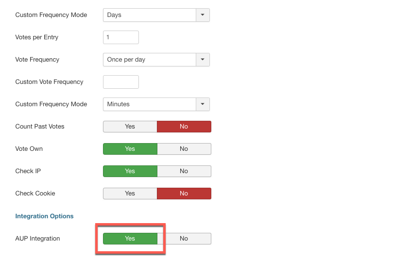 AUP Integration options in NorrCompetition