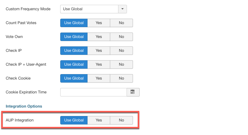 AUP Integration options in competition edit mode - NorrCompetition