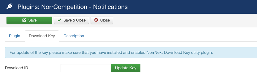 NorrCompetition Notifications Download Key tab