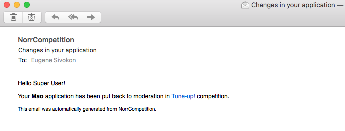 Example of an e-mail sent by NorrCompetition Notifications plugin