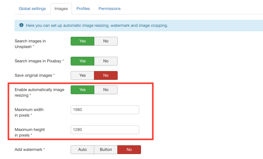 Enable images auto resizing - Quantum Manager