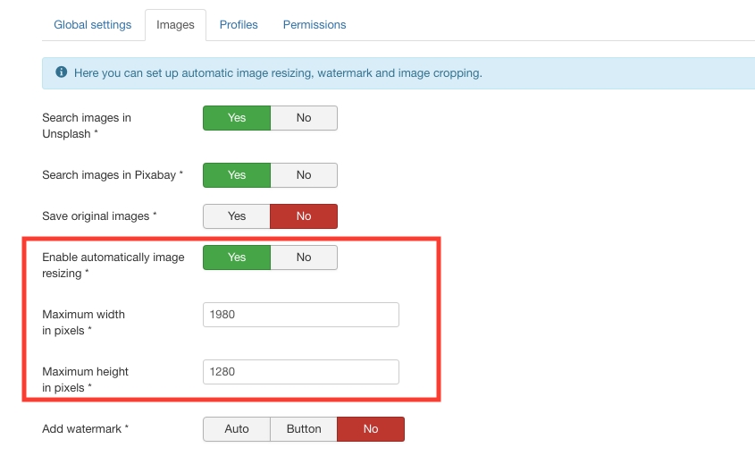 Enable images auto resizing - Quantum Manager