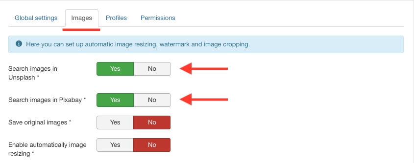 Enable photostock services - Quantum Manager