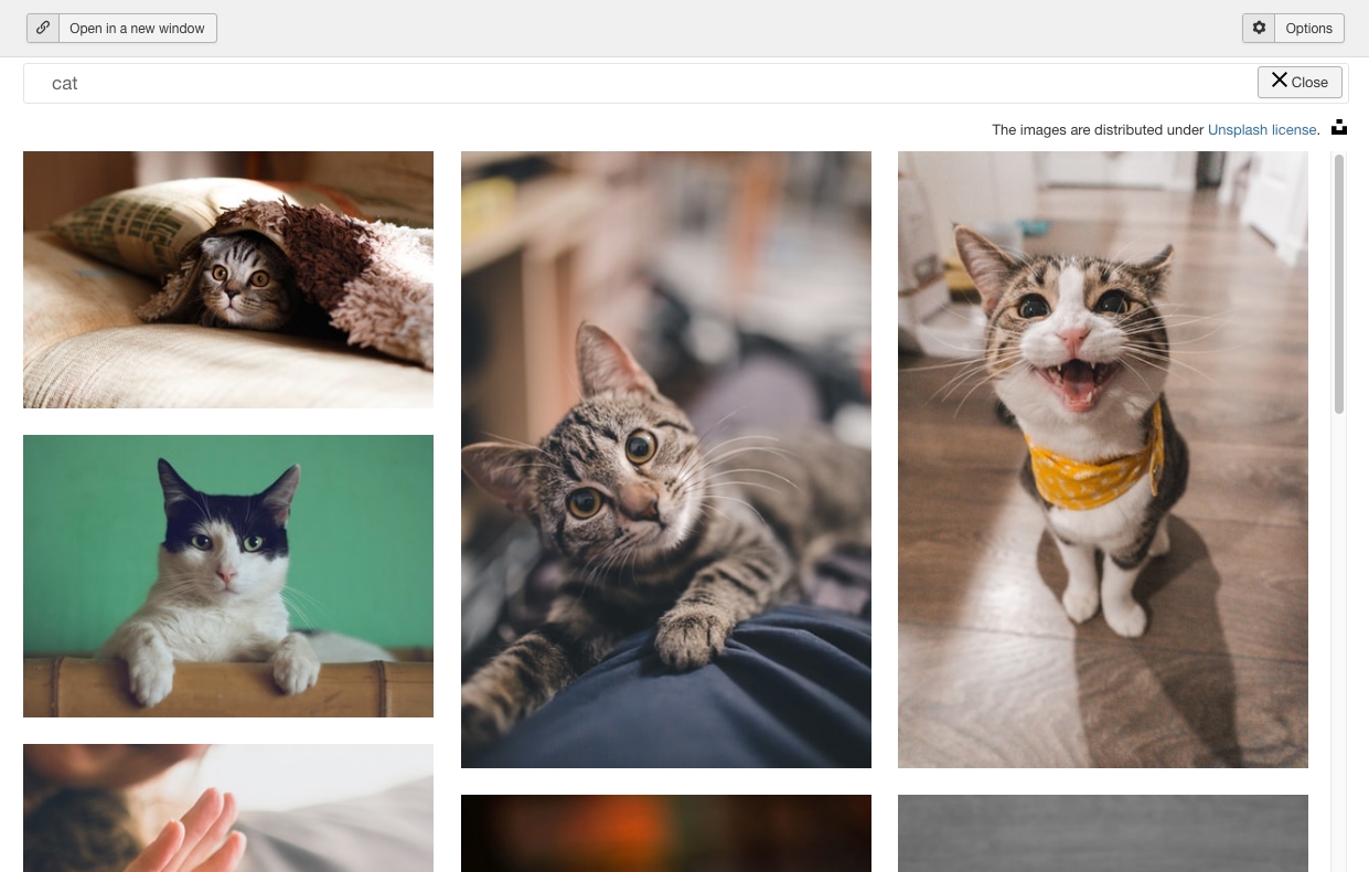 Search images via Unsplash in Joomla