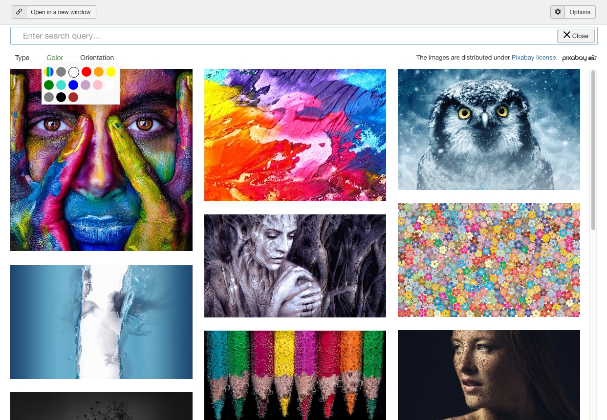 Search images via Pixabay in Joomla