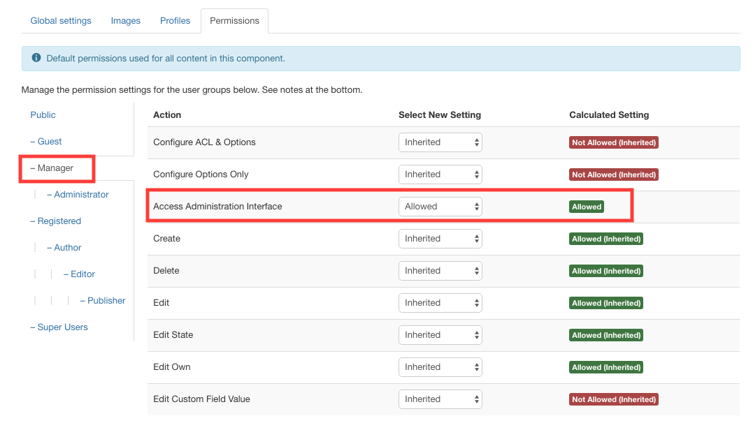 Allow access to the Quantum Administration Interface for Managers
