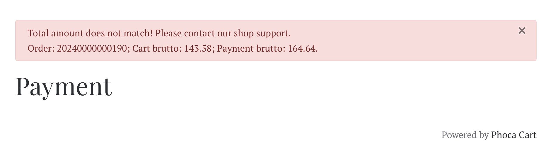 Total Amount does not match!