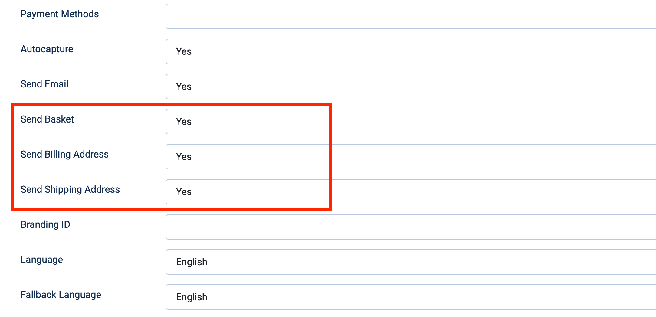 Parameters to be enabled for additional payment methods in QuickPay plugin (Phoca Cart)