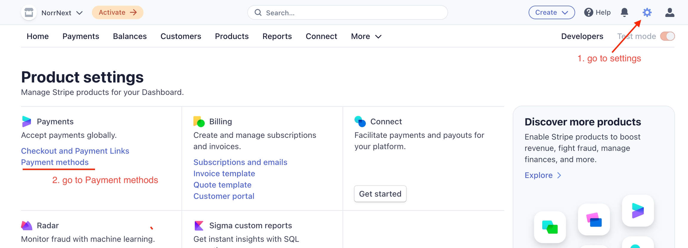 Enable additional payment methods in Stripe
